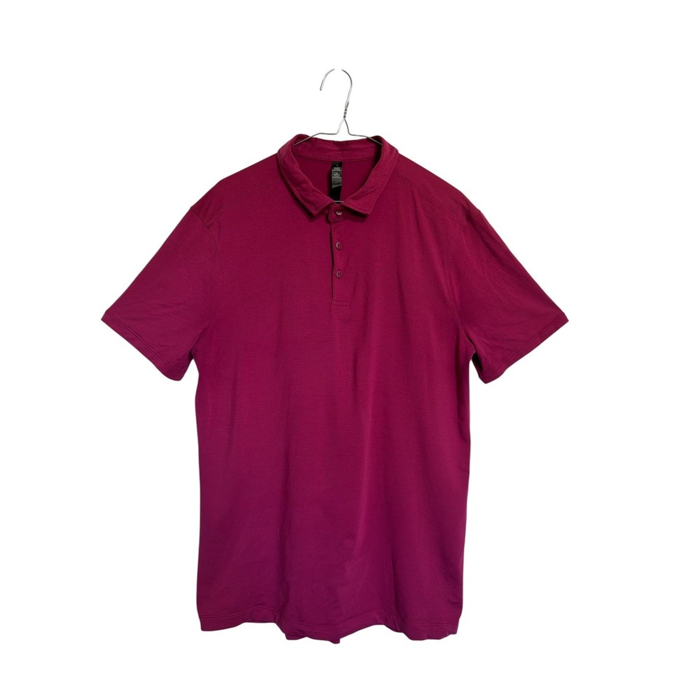 Lululemon Polo Shirt Men's Large Burgundy Short Sleeve Adult Performance Golf